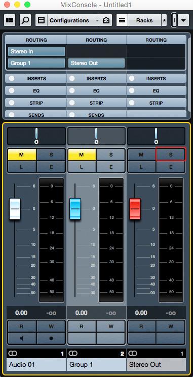 Cubase si po spuštění funkce Deactivate All Solo States dobře pamatuje, které stopy byly aktivně umlčeny uživatelem a nechá je i nadále umlčené.