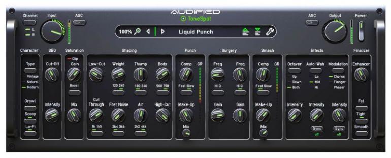 Audified ToneSpot Pro Bass - komplexní efektový plug-in pro řešení zvuku baskytary