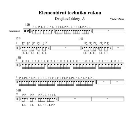 Elementární úderová technika rukou VII - Notace 12B – 16B