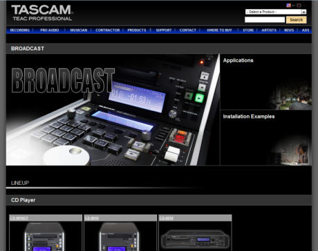 Tascam: Nový web TASCAM zaměřený na profesionální broadcasting