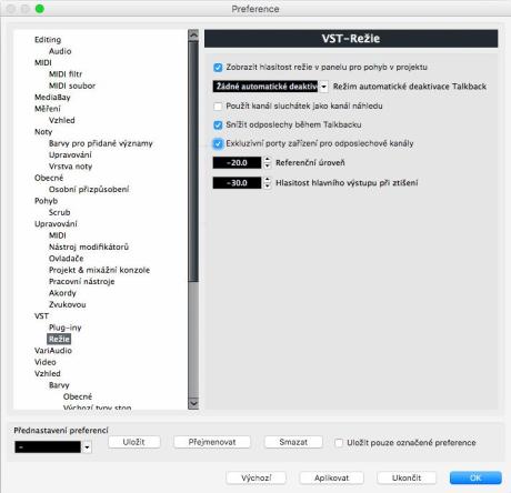 Preferences: VST control room excklusive ports