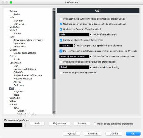 Preferences: VST mute pre send