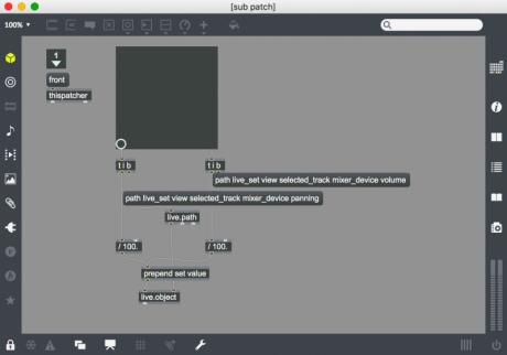 Max for Live - Extrémně osobní Ableton Live - XY ovladač hlasitosti a panoramy - aktuálně vybraná stopa